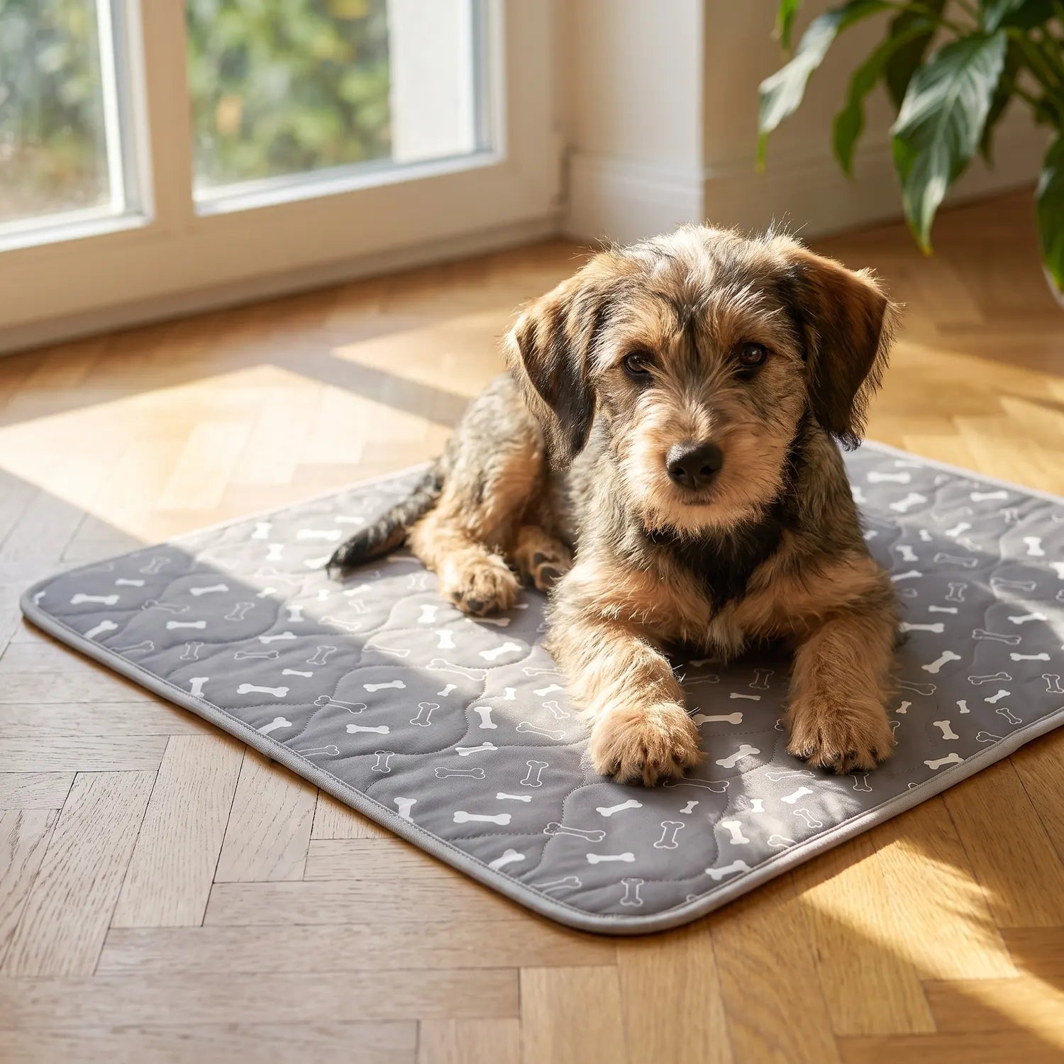 Hund liegt entspannt auf dem Stammplatz